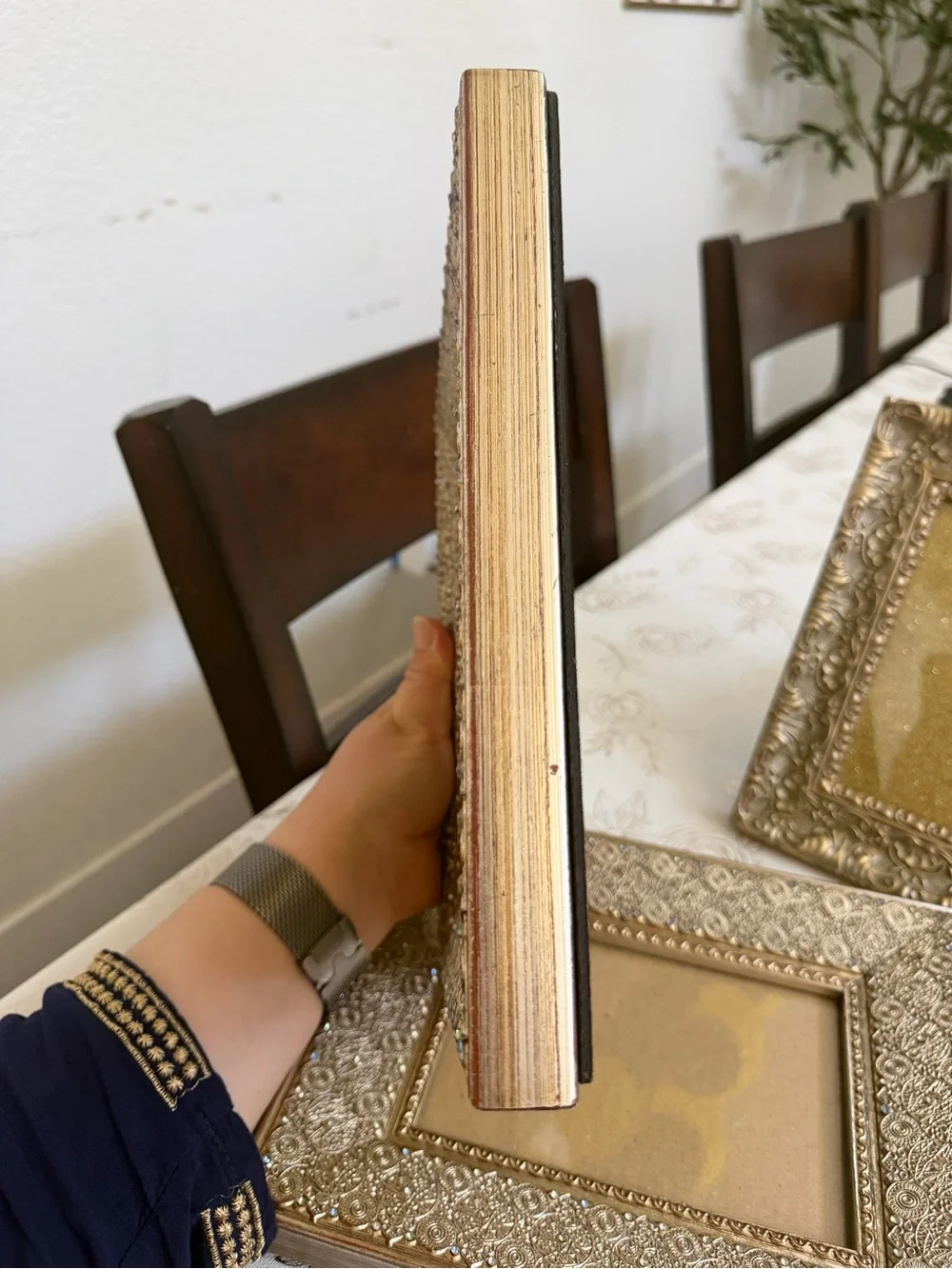 Set of 3 Vintage Style Gold Picture Frames – Embossed Filigree & Jeweled Rhinest